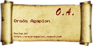 Orsós Agapion névjegykártya